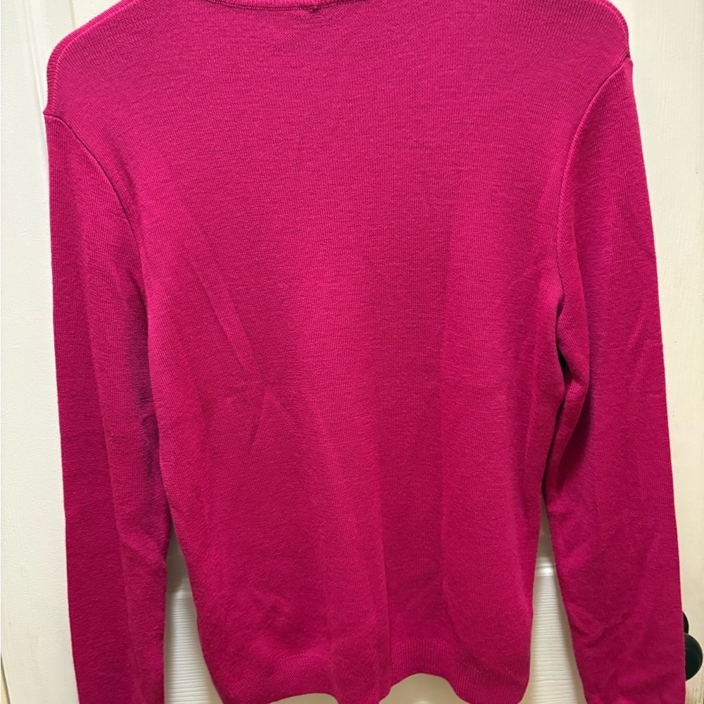 Bogner Virgin Wool Embroidered Dragon Crest Sweater – Fuchsia Pink – Size M - Picture 11 of 15